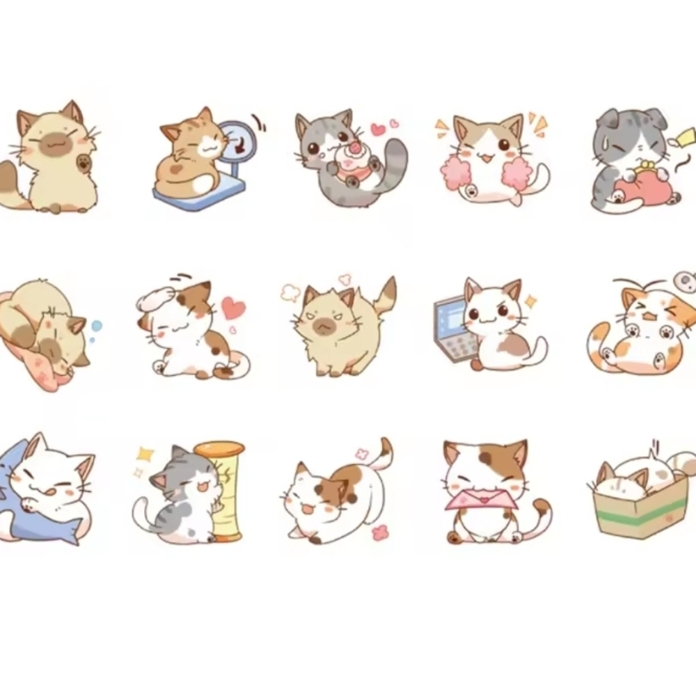 🍒🍒 Cute Cat Stickers Set